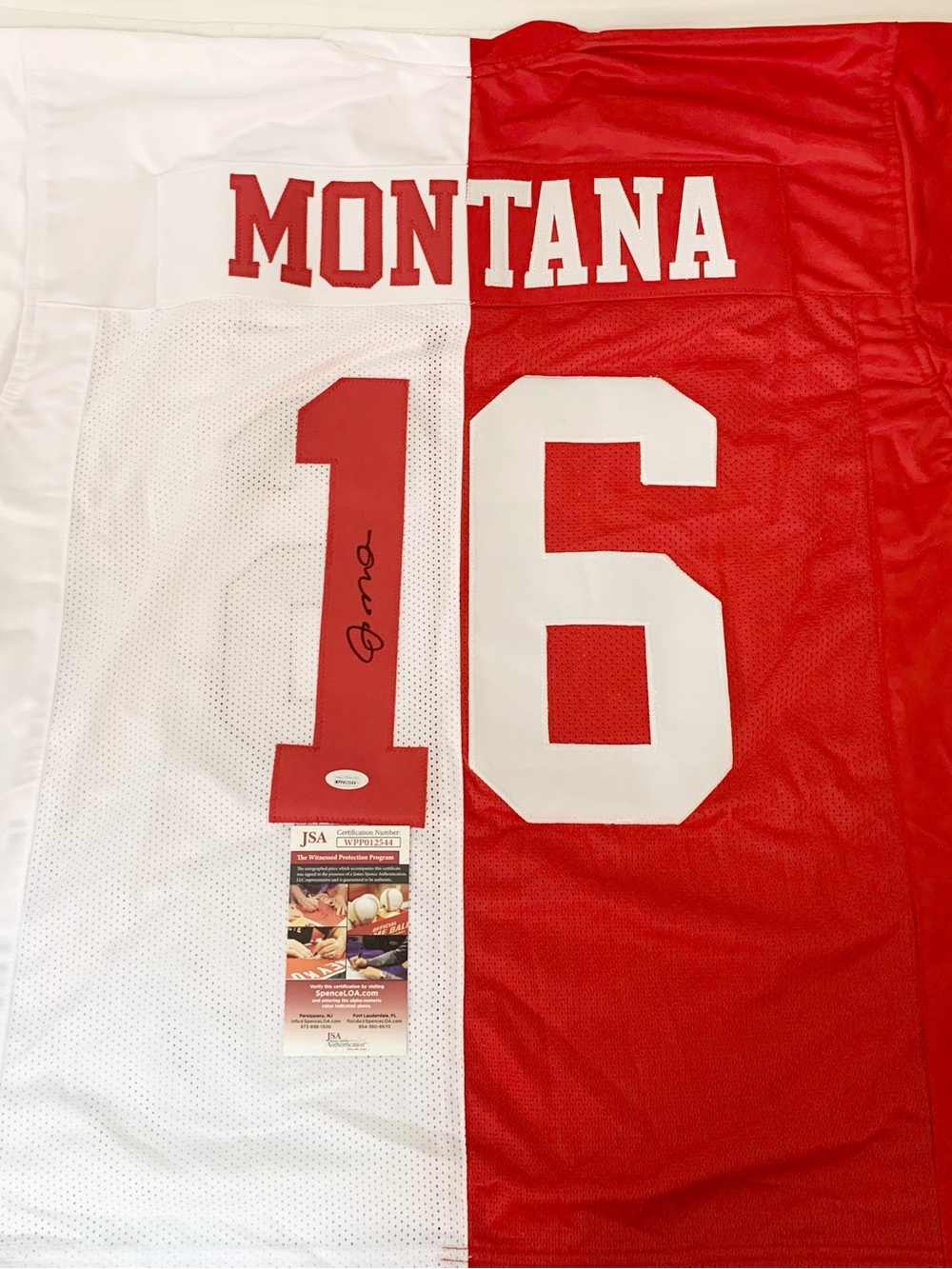 Brand New HOF Joe Montana Custom Autographed SF 49er Football Jersey JSA COA